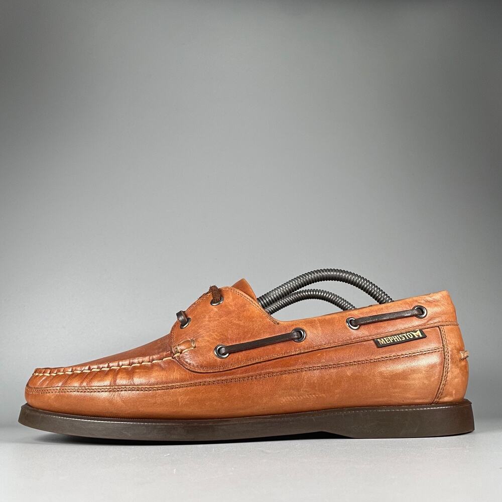 Mephisto Spinnaker Men's 9.5 Brown Leather Boat Shoes Lace-Up Comfort Casual EUC